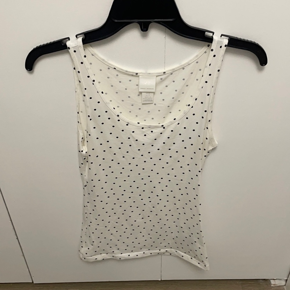 H&M XS white polka dot tank